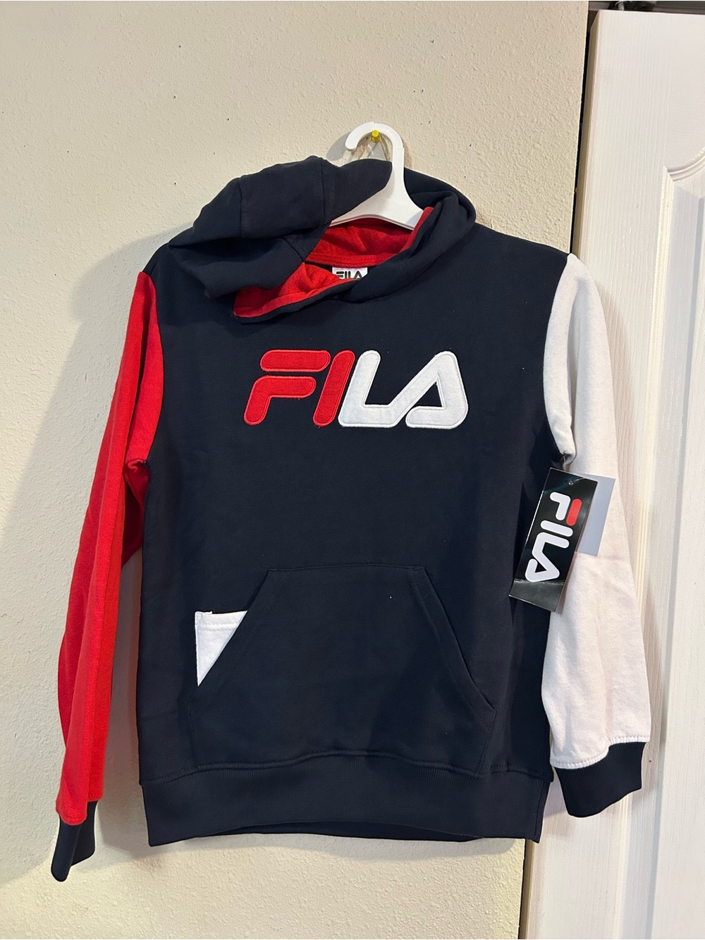 Fila kids Black Red White Colorblock Crewneck Hoodie